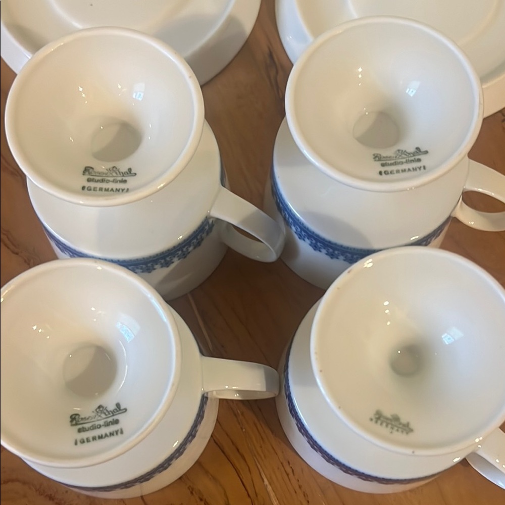 Lot of 4 Rosenthal Studio Linie Germany Demi Coffee Cups Mugs with Saucers - Picture 2 of 5